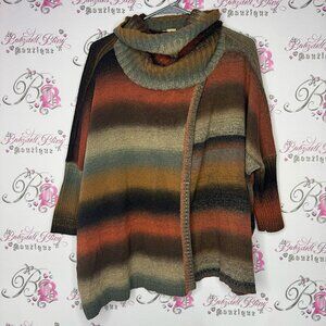 DKR & CO sweater turtleneck striped ombré brown orange green open slits warm🇨🇦
